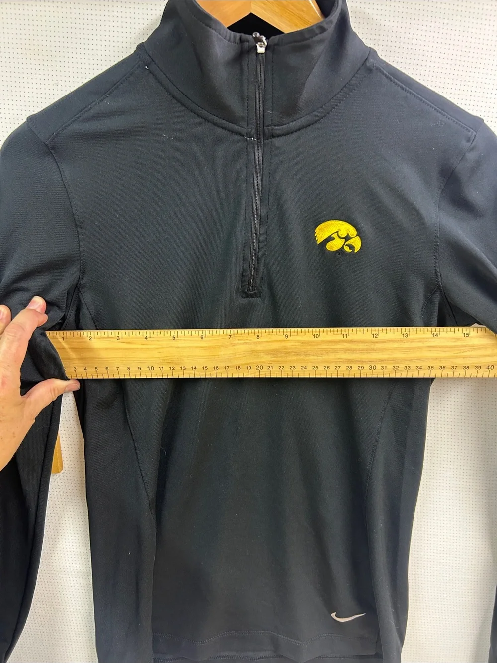 Nike Golf Black Long-Sleeve Quarter-Zip with Yellow Hawkeye | XS